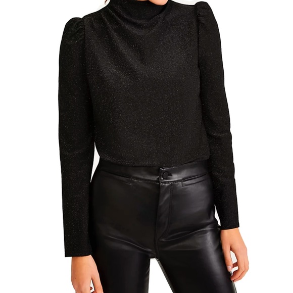 Ann Taylor Tops - Ann Taylor | Shimmer Black Blouse | Mock Neck / Size S